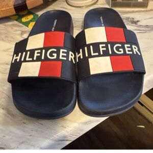Tommy Hilfiger Blue Red White Logo Slides
